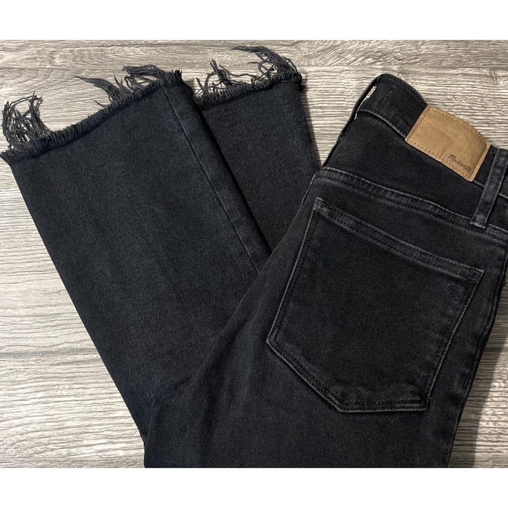 Madewell High Rise‎ Raw Frayed Hem Crop Cali Demi-Boot Black Jeans SZ 24 (26x27)